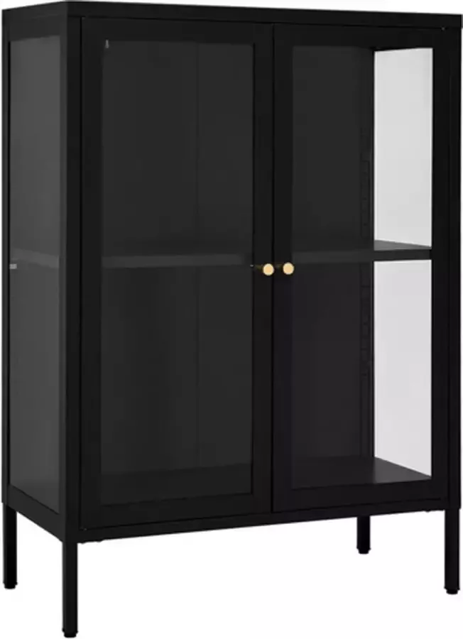 VidaXL -Dressoir-75x35x105-cm-staal-en-glas-zwart - Foto 2