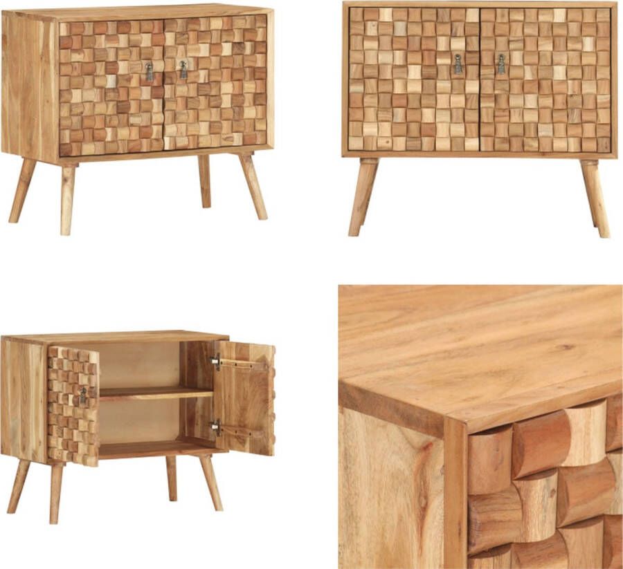 VidaXL Dressoir 75x35x65 cm massief acaciahout Dressoir Dressoirs Bijzetkast Bijzetkasten - Foto 2