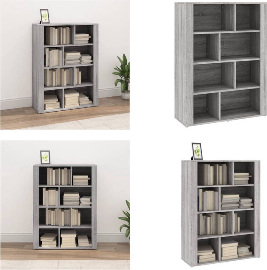 VidaXL Dressoir 80x30x106 cm bewerkt hout grijs sonoma eikenkleurig Dressoir Dressoirs Kast Wandkast - Foto 2