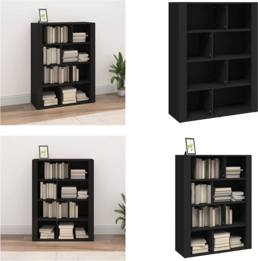 VidaXL Dressoir 80x30x106 cm bewerkt hout zwart Dressoir Dressoirs Kast Wandkast - Foto 2