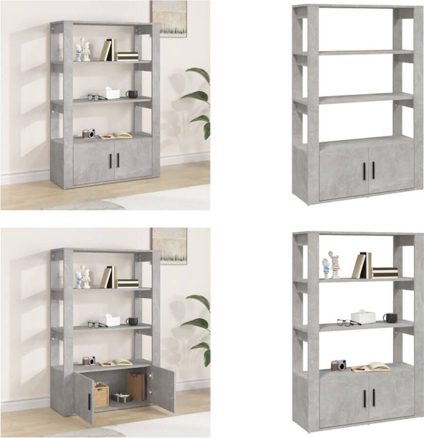 VidaXL Dressoir 80x30x119-5 cm bewerkt hout betongrijs Dressoir Dressoirs Kast Wandkast