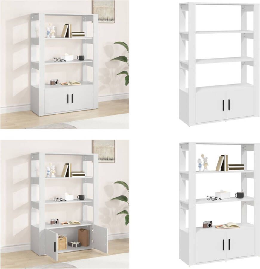 VidaXL Dressoir 80x30x119-5 cm bewerkt hout wit Dressoir Dressoirs Kast Wandkast