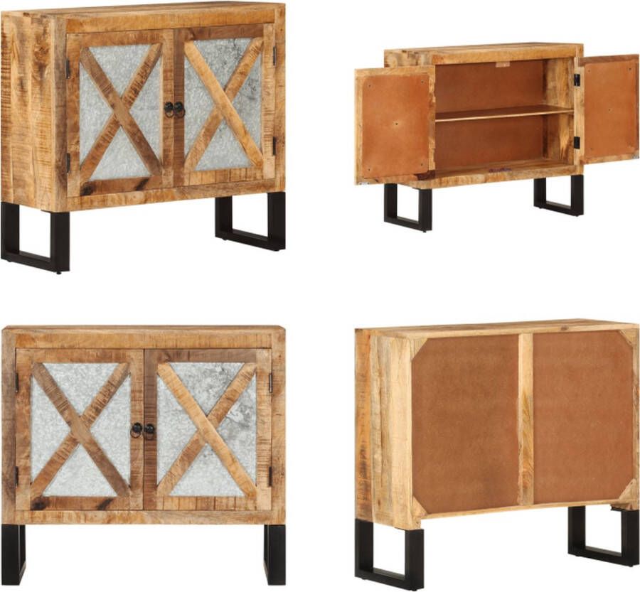 VidaXL Dressoir 80x30x71 cm massief ruw mangohout en metaal Dressoir Dressoirs Opbergkast Wandkast