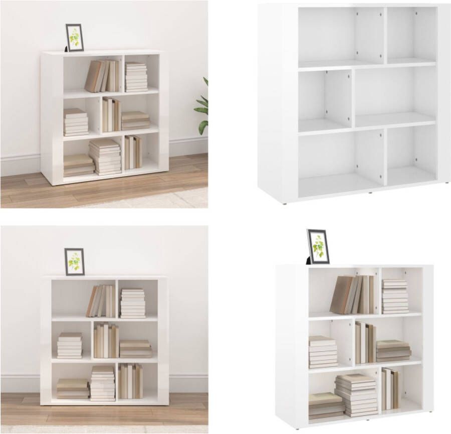 VidaXL Dressoir 80x30x80 cm bewerkt hout hoogglans wit Dressoir Dressoirs Kast Wandkast