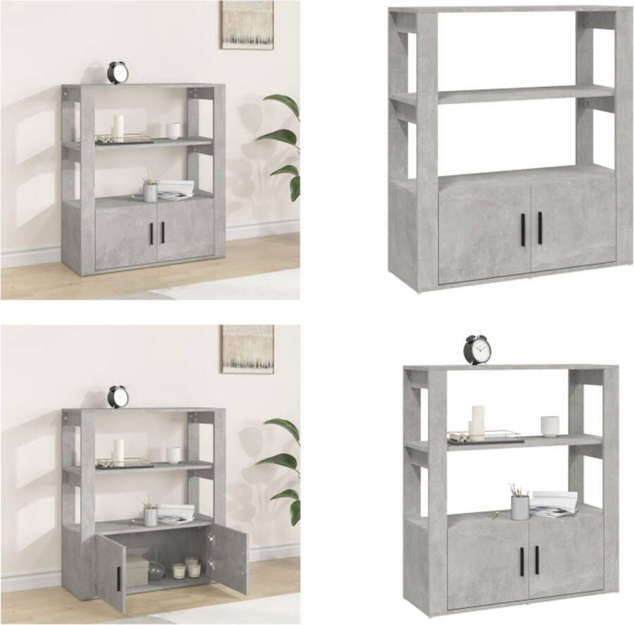 VidaXL Dressoir 80x30x90 cm bewerkt hout betongrijs Dressoir Dressoirs Kast Wandkast