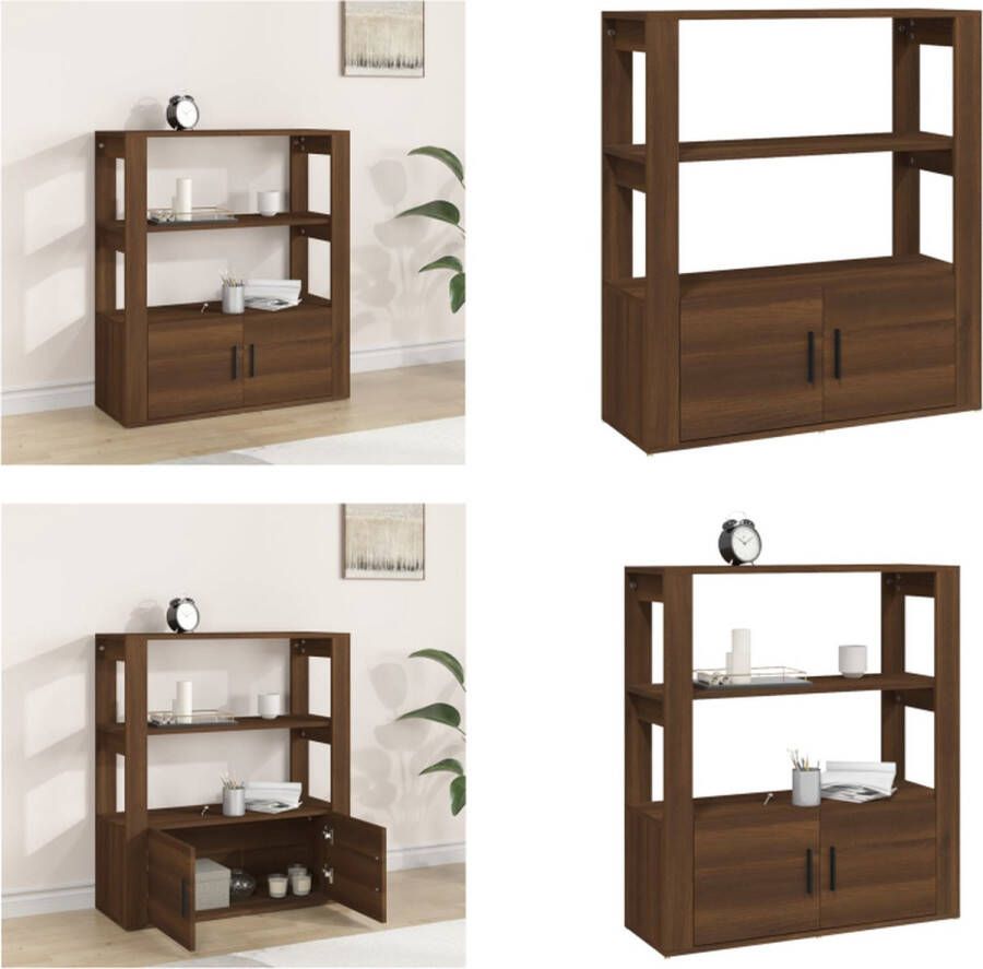 VidaXL Dressoir 80x30x90 cm bewerkt hout bruineikenkleurig Dressoir Dressoirs Kast Wandkast - Foto 2