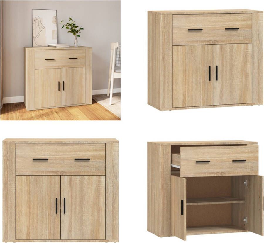 VidaXL Dressoir 80x33x70 cm bewerkt hout sonoma eikenkleurig Dressoir Dressoirs Kast Wandkast