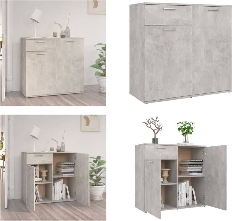 VidaXL Dressoir 80x36x75 cm bewerkt hout betongrijs Dressoir Dressoirs Zijkast Zijkasten - Foto 2