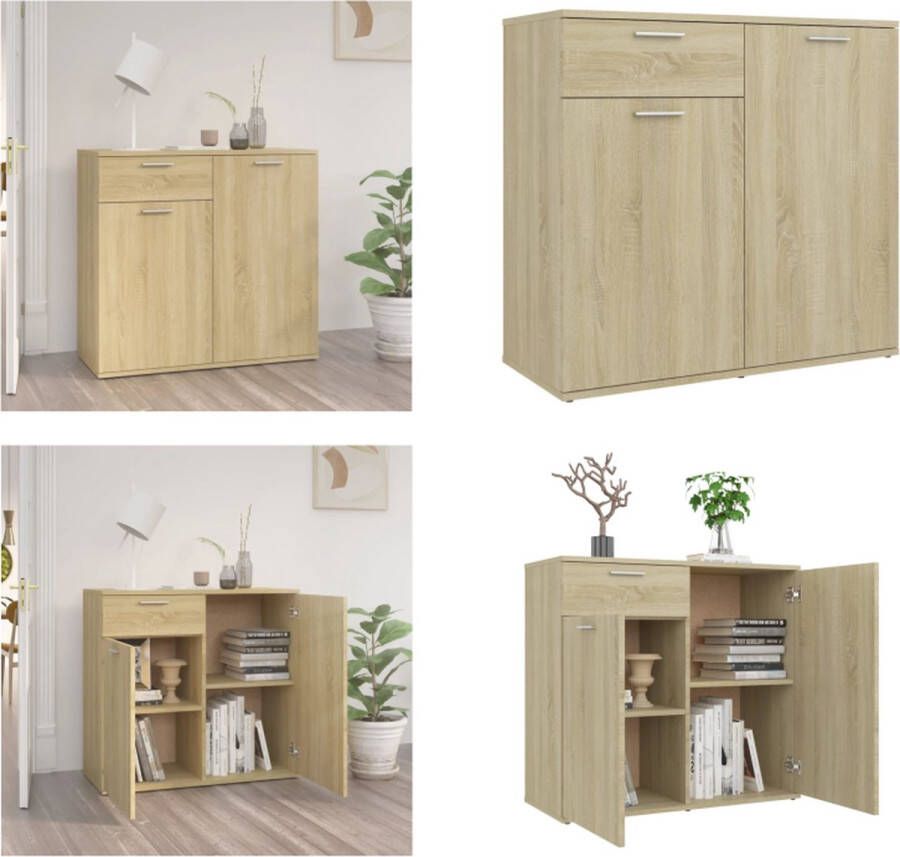 VidaXL Dressoir 80x36x75 cm bewerkt hout sonoma eikenkleurig Dressoir Dressoirs Zijkast Zijkasten - Foto 2