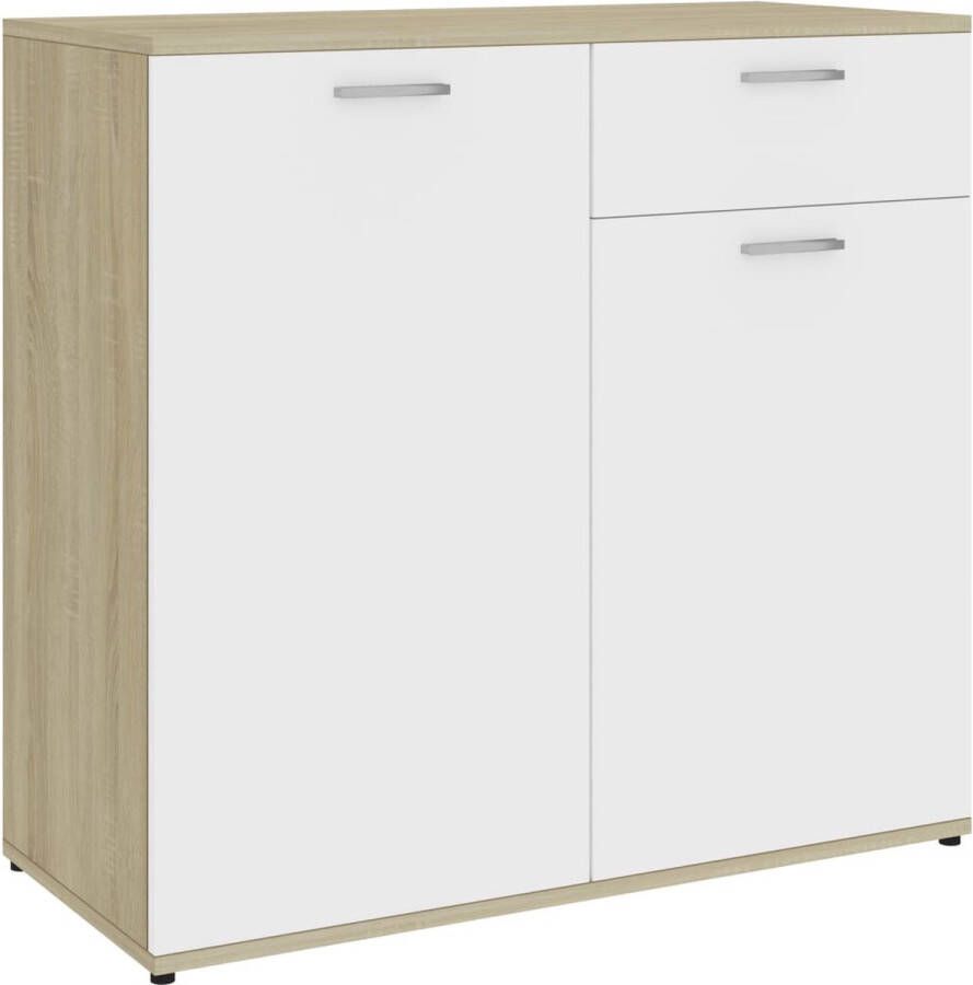 VidaXL -Dressoir-80x36x75-cm-bewerkt-hout-wit-en-sonoma-eikenkleurig - Foto 3