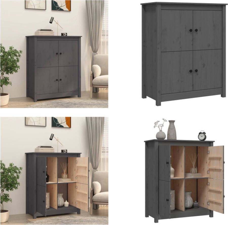VidaXL Dressoir 83x41 5x100 cm massief grenenhout grijs Dressoir Dressoirs Kast Wandkast - Foto 2