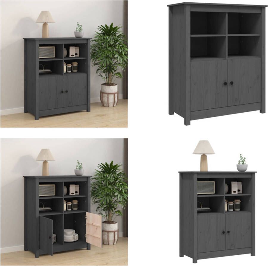 VidaXL Dressoir 83x41 5x100 cm massief grenenhout grijs Dressoir Dressoirs Kast Wandkast