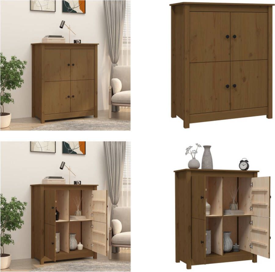 VidaXL Dressoir 83x41 5x100 cm massief grenenhout honingbruin Dressoir Dressoirs Kast Wandkast - Foto 2