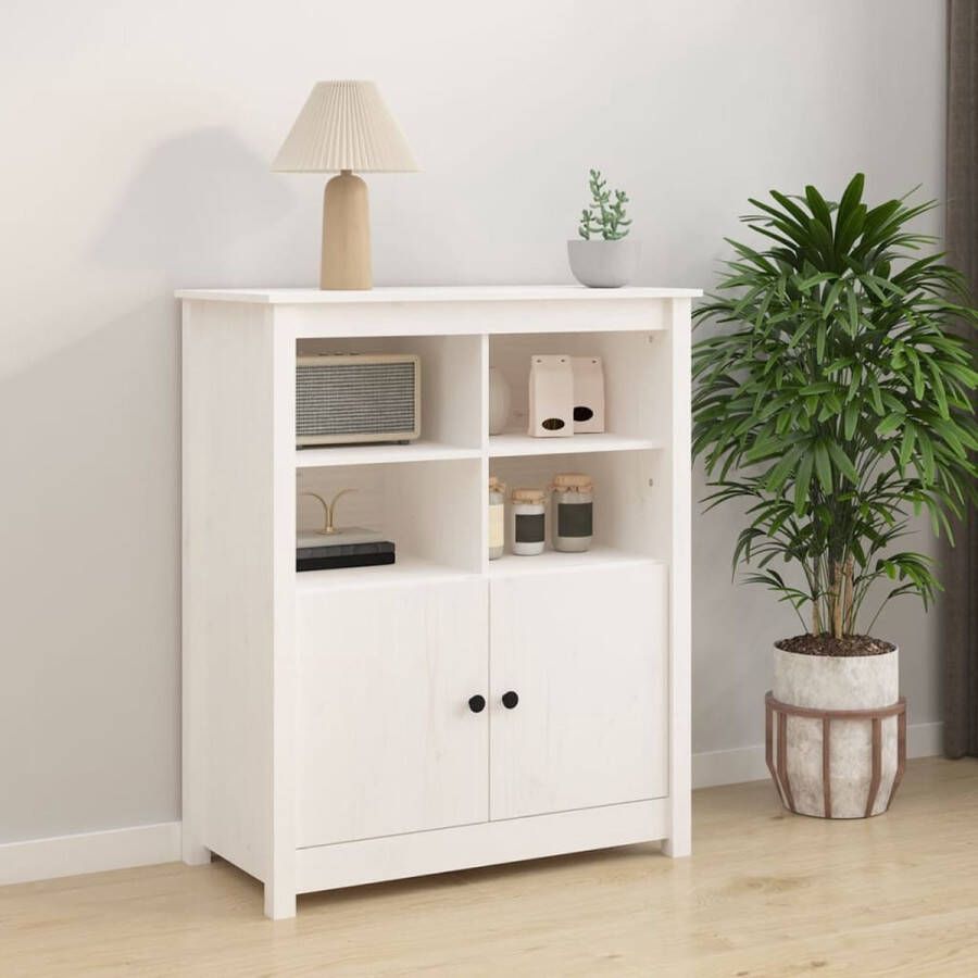 VidaXL -Dressoir-83x41 5x100-cm-massief-grenenhout-wit