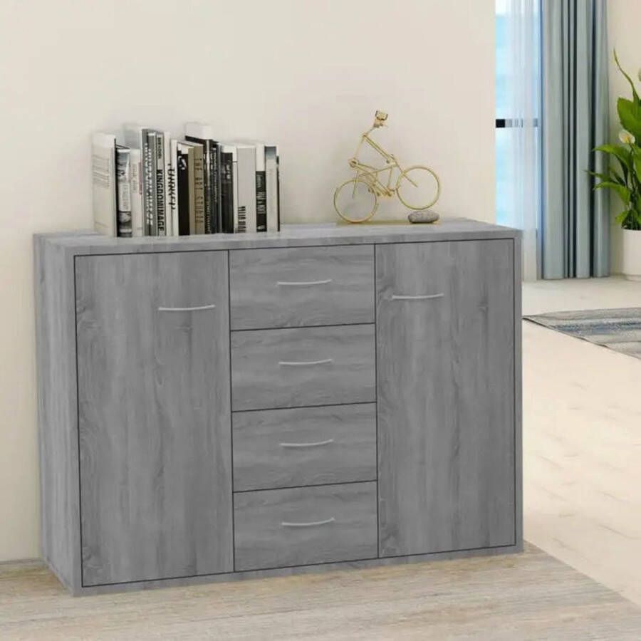 VidaXL -Dressoir-88x30x65-cm-bewerkt-hout-betongrijs - Foto 2