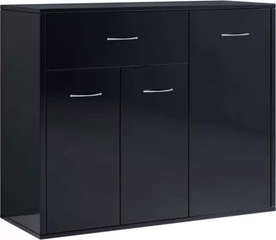 VIDAXL Dressoir 88x30x70 cm spaanplaat hoogglans zwart - Foto 3