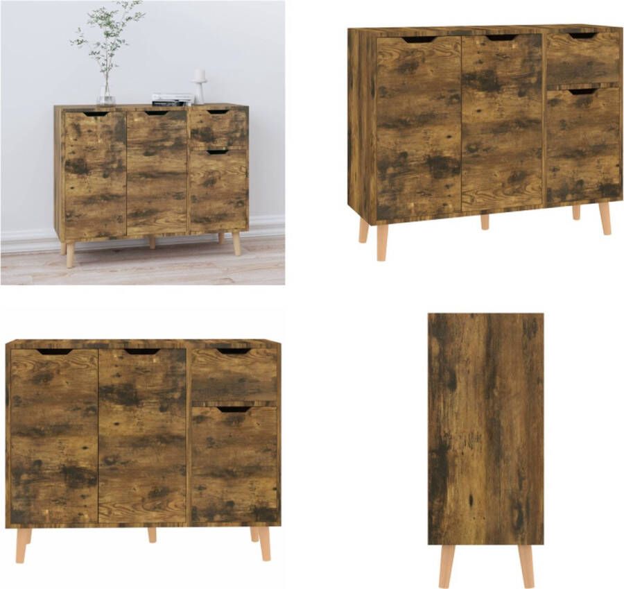 VidaXL Dressoir 90x30x72 cm bewerkt hout gerookt eikenkleurig Dressoir Dressoirs Kast Opbergkast - Foto 2