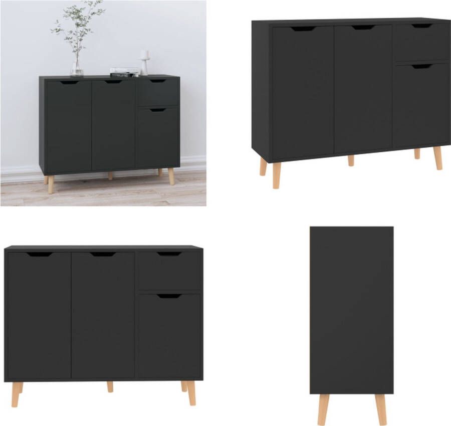 VidaXL Dressoir 90x30x72 spaanplaat hoogglans zwart Dressoir Dressoirs Kast Opbergkast