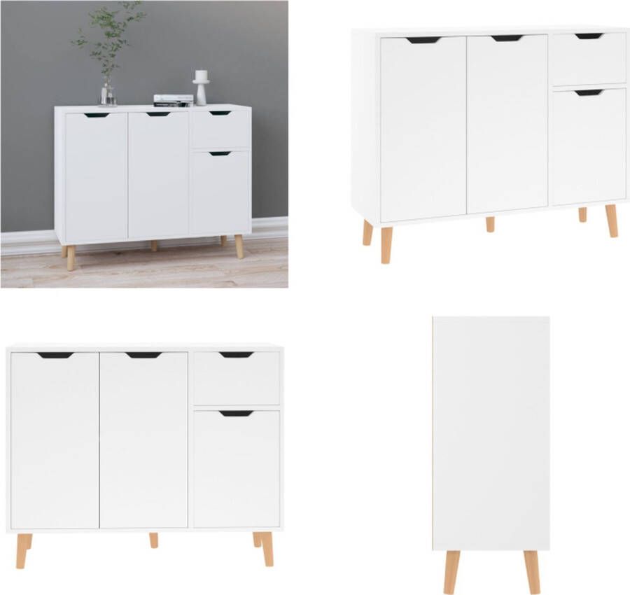VidaXL Dressoir 90x30x72 cm bewerkt hout hoogglans wit Dressoir Dressoirs Kast Opbergkast