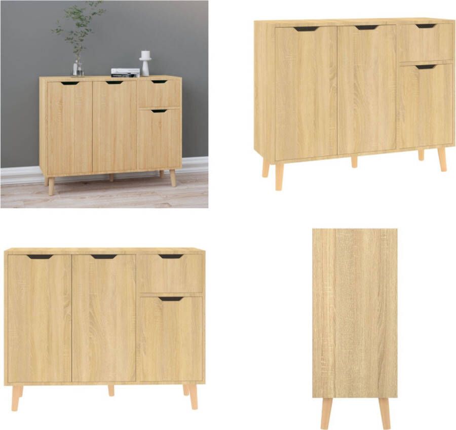 VidaXL Dressoir 90x30x72 cm bewerkt hout sonoma eikenkleurig Dressoir Dressoirs Kast Opbergkast