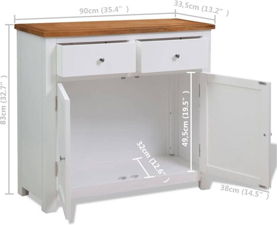 VidaXL Dressoir 90x33 5x83 cm massief eikenhout - Foto 1