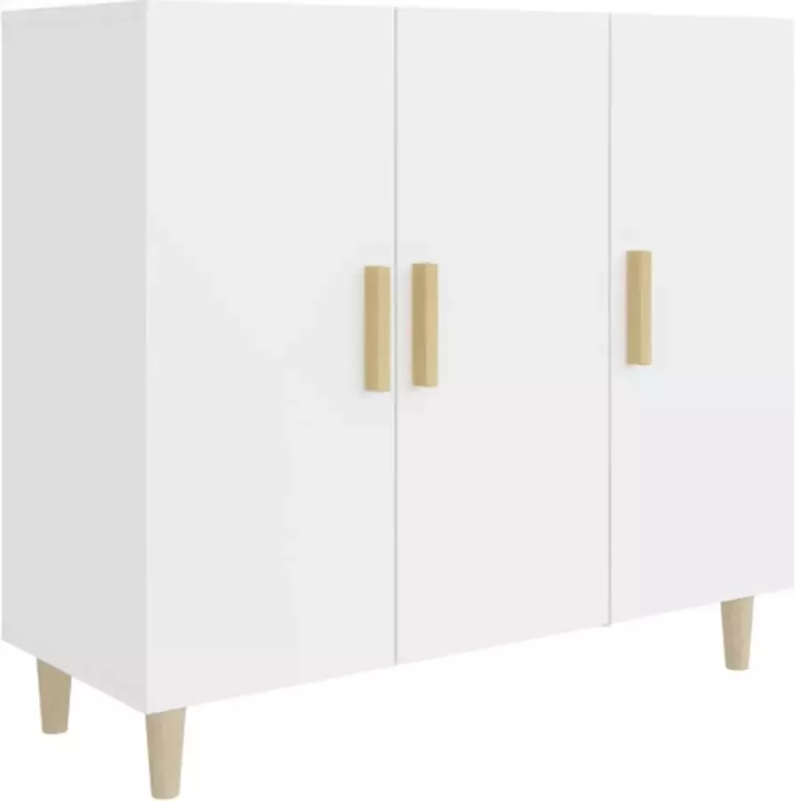 VidaXL Dressoir 90x34x80 cm Bewerkt hout Wit Dressoir Industrieel Design Houten Dressoir Witte Dressoir Opbergmeubels - Foto 7