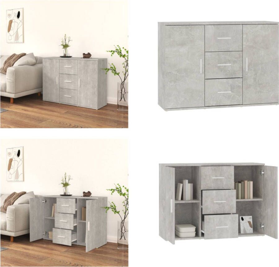 VidaXL Dressoir 91x29-5x65 cm bewerkt hout betongrijs Dressoir Dressoirs Kast Wandkast