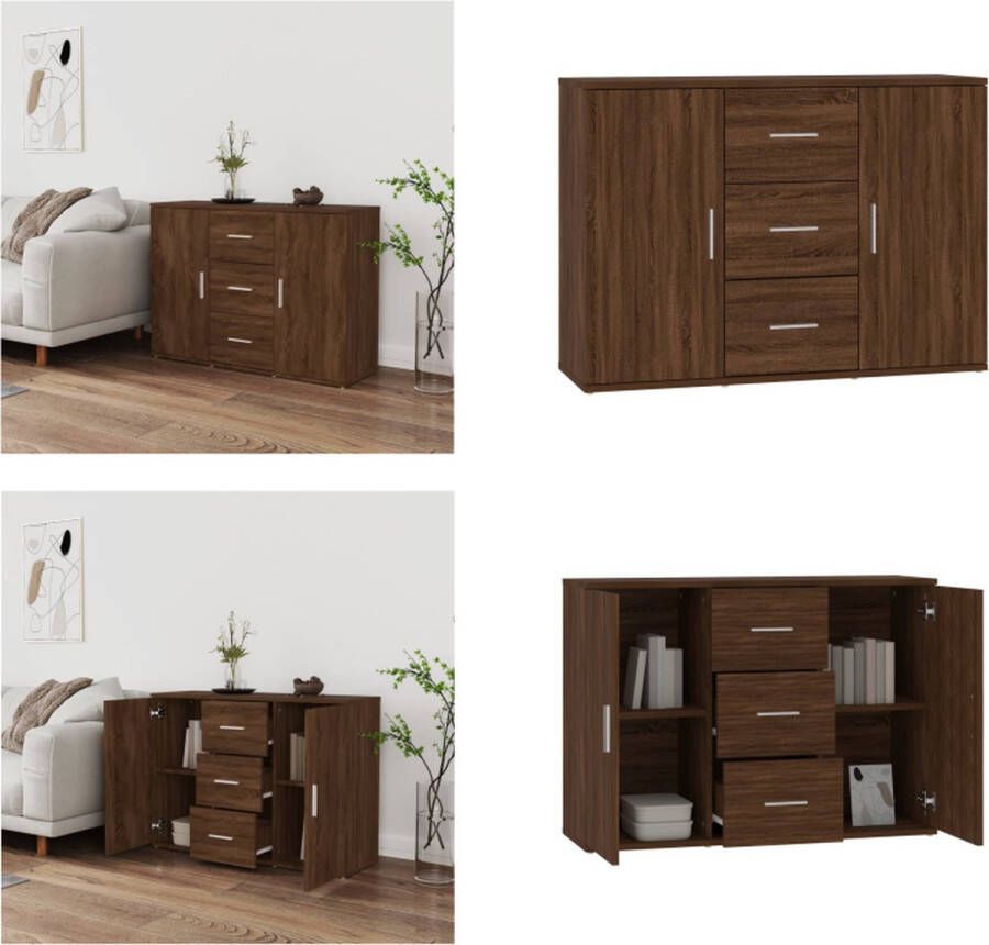 VidaXL Dressoir 91x29-5x65 cm bewerkt hout bruineikenkleurig Dressoir Dressoirs Kast Wandkast - Foto 2