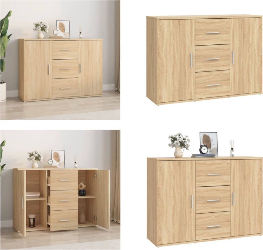 VidaXL Dressoir 91x29-5x65 cm bewerkt hout sonoma eikenkleurig Dressoir Dressoirs Kast Wandkast
