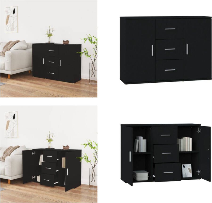 VidaXL Dressoir 91x29-5x65 cm bewerkt hout zwart Dressoir Dressoirs Kast Wandkast - Foto 2
