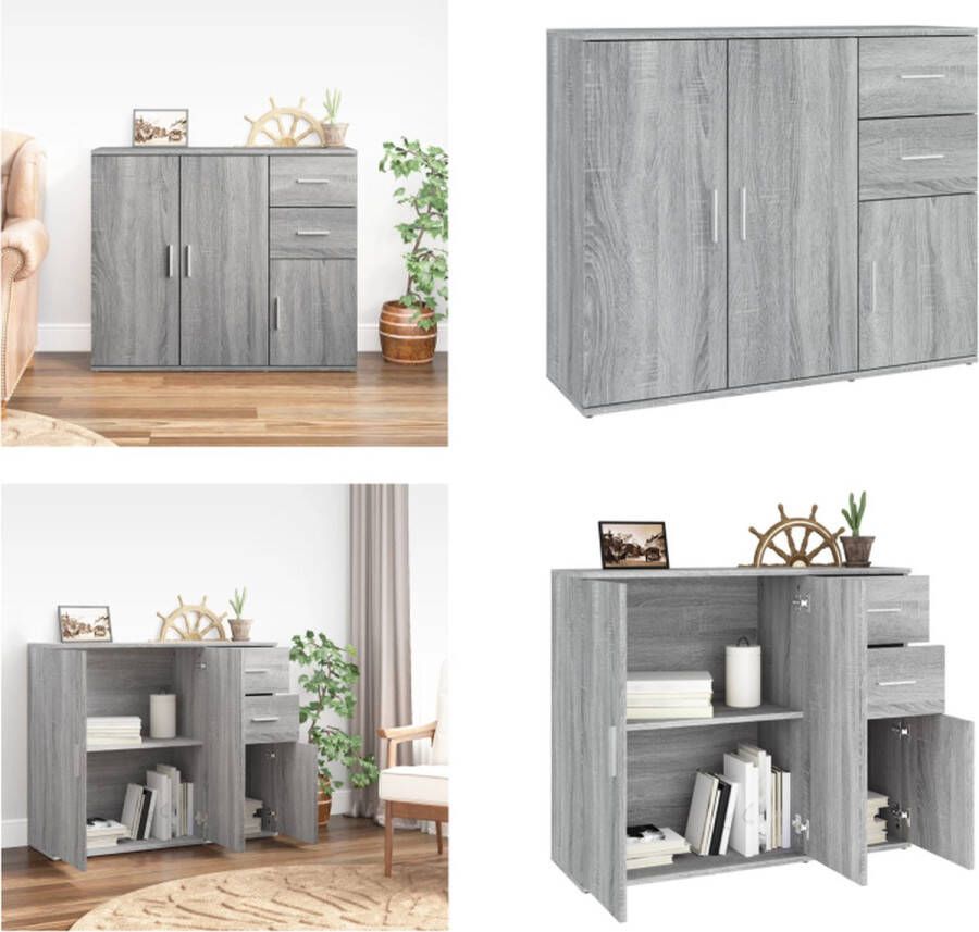 VidaXL Dressoir 91x29-5x75 cm bewerkt hout grijs sonoma eikenkleurig Dressoir Dressoirs Kast Dressoirkast