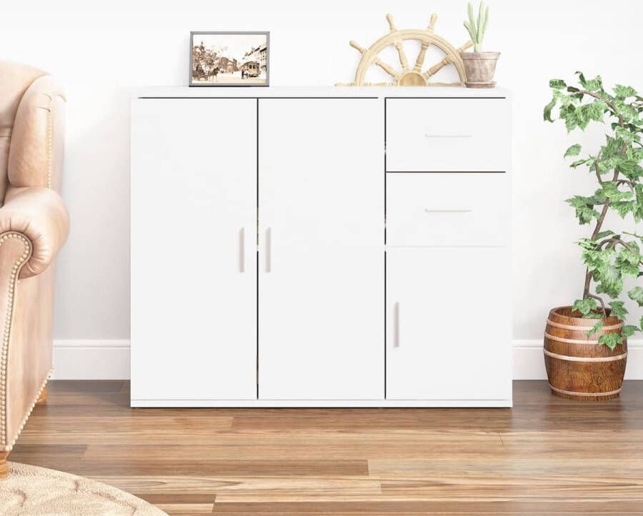 VidaXL -Dressoir-91x29 5x75-cm-bewerkt-hout-hoogglans-wit - Foto 6