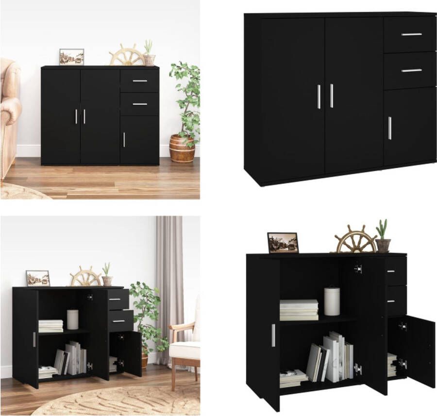 VidaXL Dressoir 91x29-5x75 cm bewerkt hout zwart Dressoir Dressoirs Kast Dressoirkast