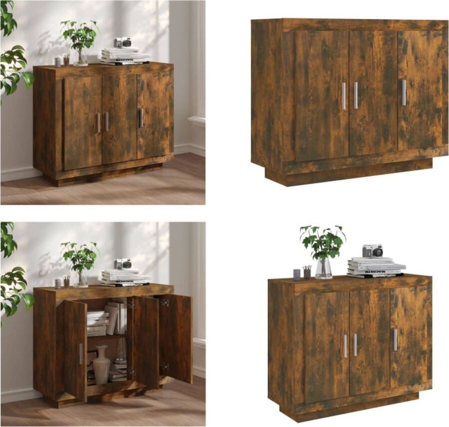 VidaXL Dressoir 92x35x75 cm bewerkt hout gerookt eikenkleurig Dressoir Dressoirs Kast Wandkast