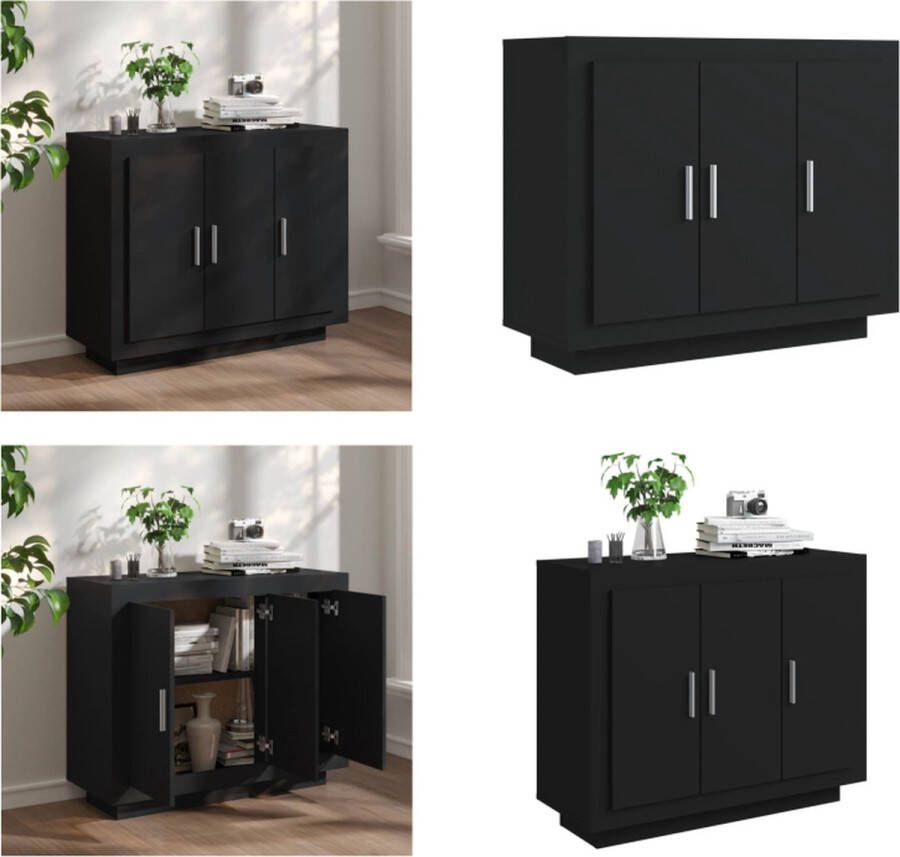 VidaXL Dressoir 92x35x75 cm bewerkt hout zwart Dressoir Dressoirs Kast Wandkast - Foto 2