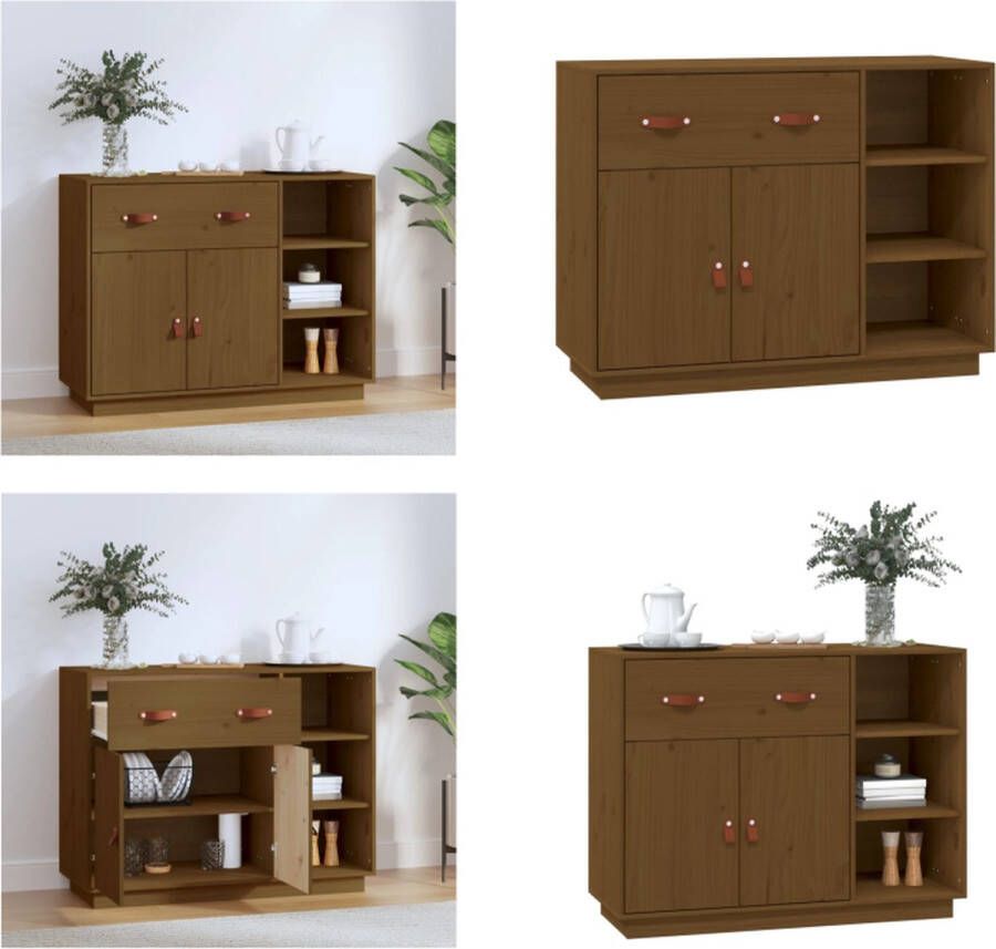 VidaXL Dressoir 98 5x40x75 cm massief grenenhout honingbruin Dressoir Dressoirs Kast Wandkast - Foto 2
