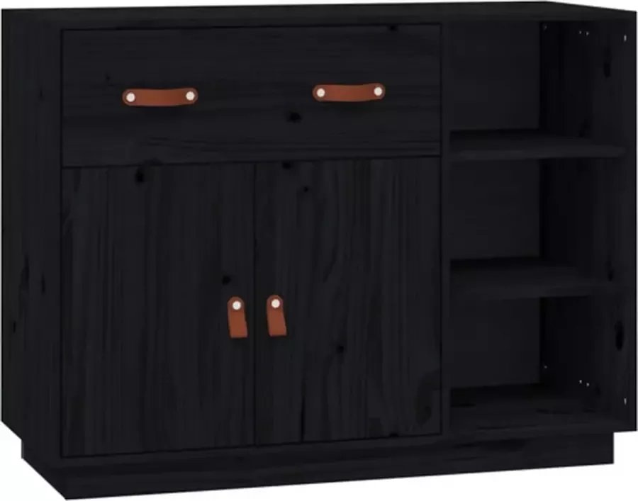 VidaXL -Dressoir-98 5x40x75-cm-massief-grenenhout-zwart - Foto 4