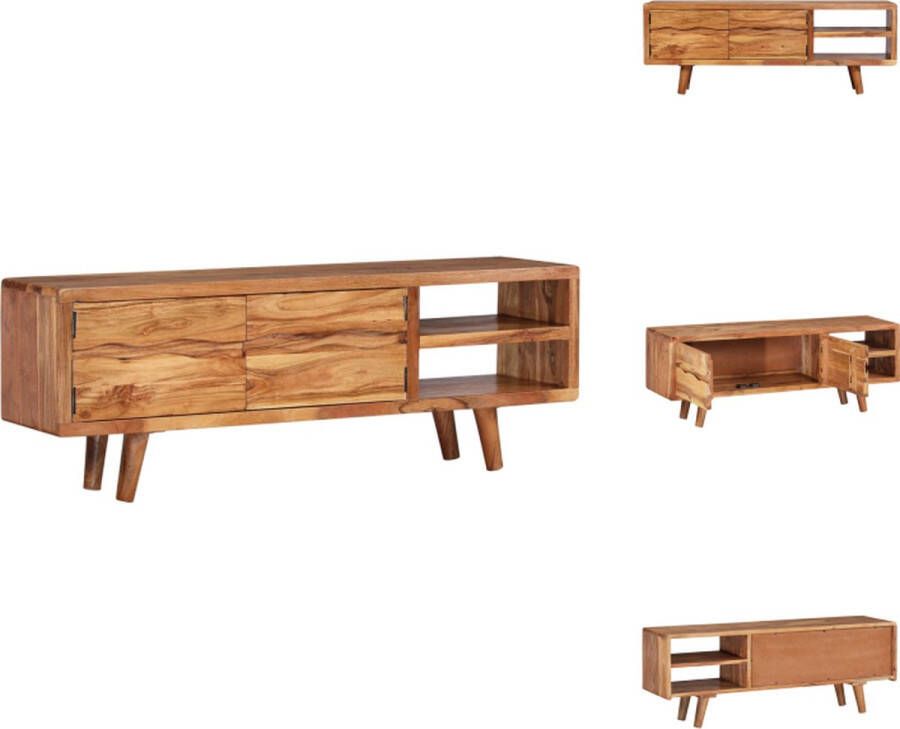 VidaXL Tv-kast Tv-kasten Tv-standaard Tv-standaarden Tv-meubel met bewerkte deuren 117x30x40 cm massief acaciahout - Foto 2