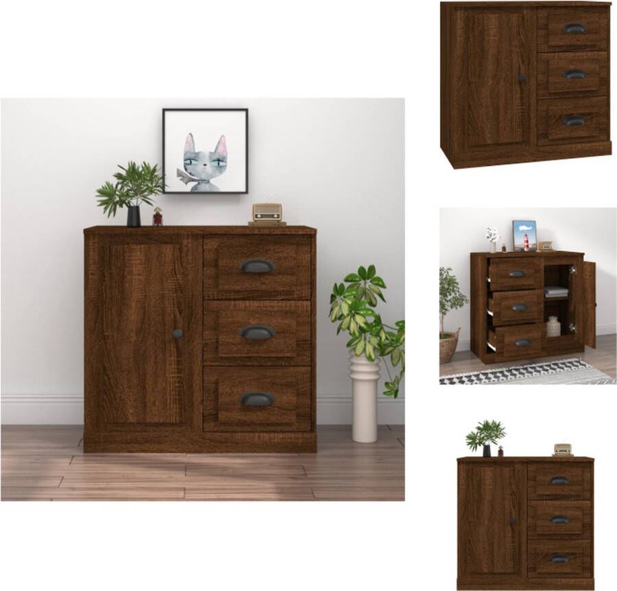 VidaXL Dressoir Basic Bruineiken 70 x 35.5 x 67.5 cm Bewerkt hout Keukenkast