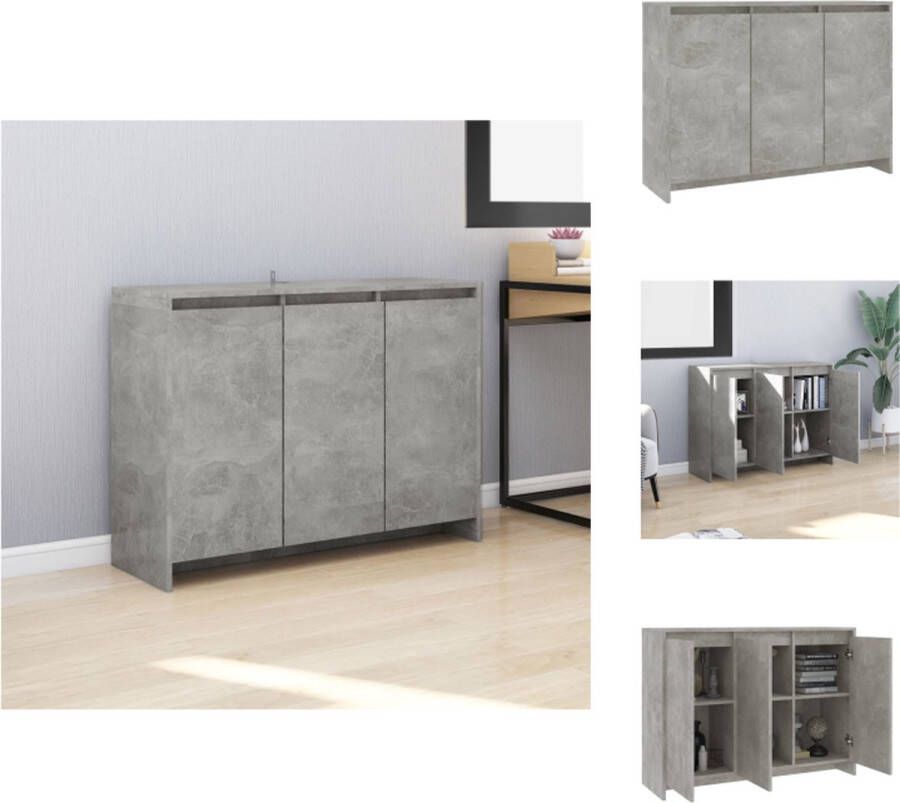 VidaXL Dressoir Dressoirs Kast Opbergkast Dressoir 102x33x75 cm bewerkt hout betongrijs - Foto 2