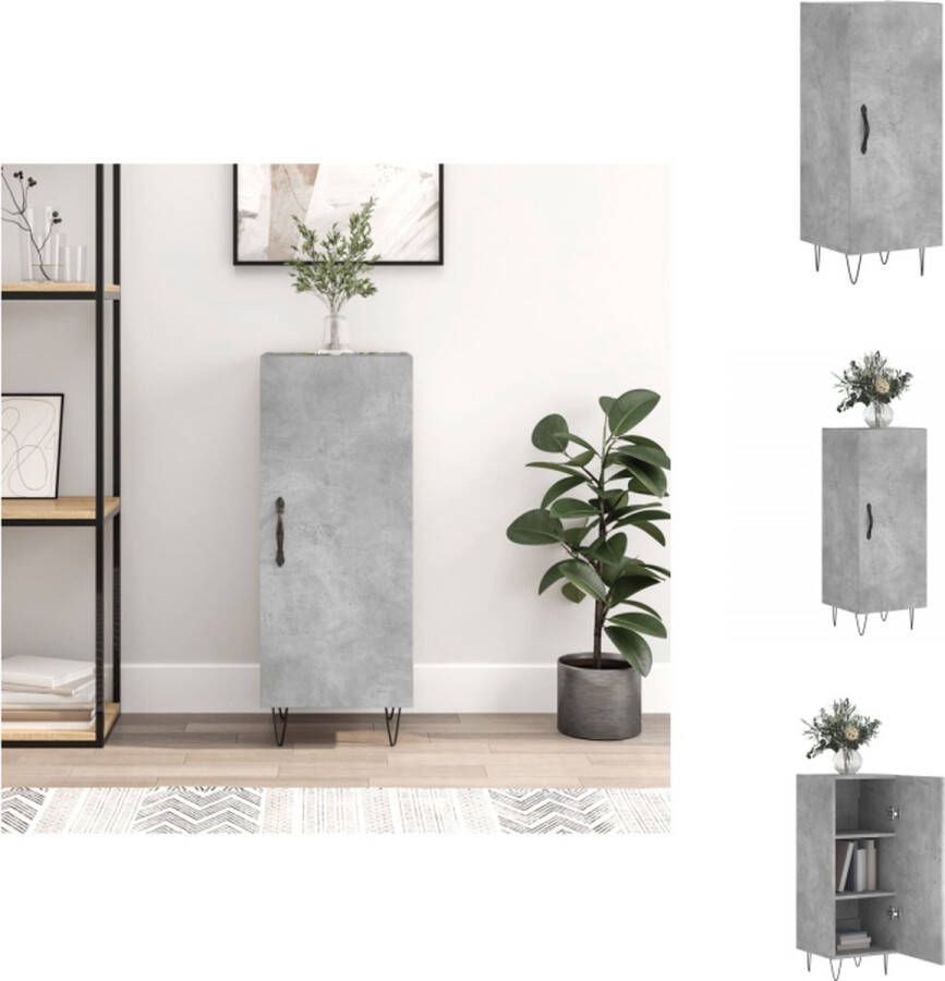 VidaXL Dressoir Betongrijs 34.5 x 34 x 90 cm Duurzaam bewerkt hout en metaal Keukenkast - Foto 4