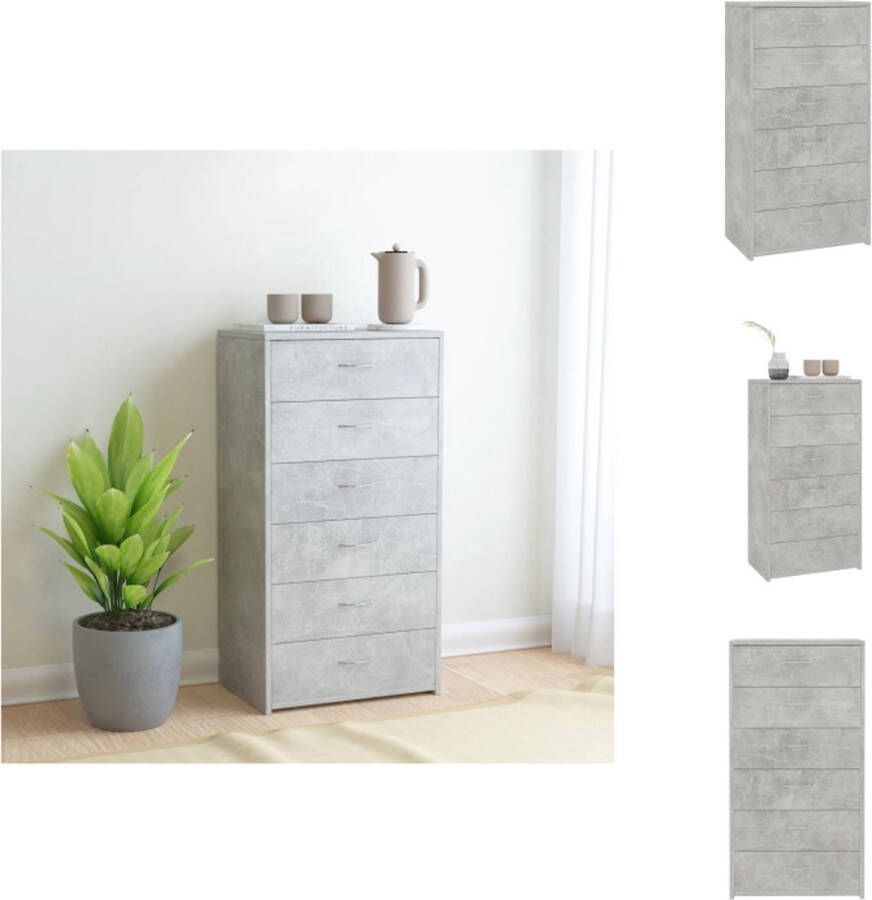 VidaXL Dressoir Dressoirs Ladekast Ladekasten Dressoir met 6 lades 50x34x96 cm bewerkt hout betongrijs - Foto 2
