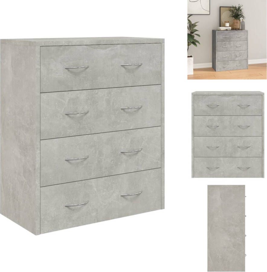 VidaXL Dressoir Dressoirs Kast Wandkast Dressoir met 4 lades 60x30-5x71 cm betongrijs - Foto 2