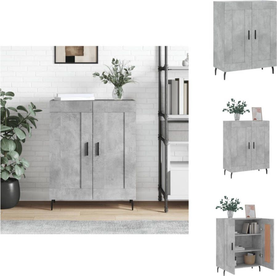 VidaXL Dressoir Betongrijs 69.5 x 34 x 90 cm Duurzaam bewerkt hout en metaal Keukenkast - Foto 6