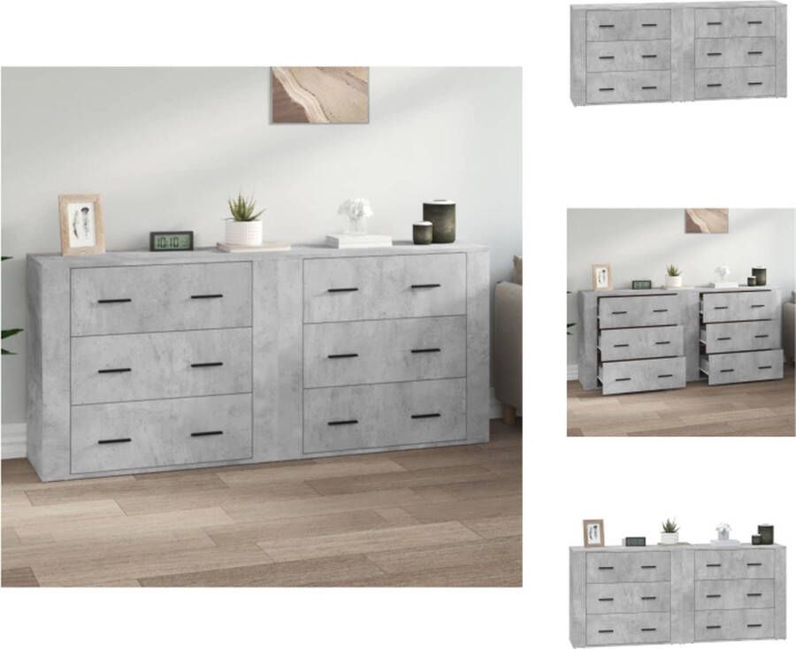 VidaXL Dressoir Dressoirs Kast Wandkast Dressoirs 2 st bewerkt hout betongrijs - Foto 2