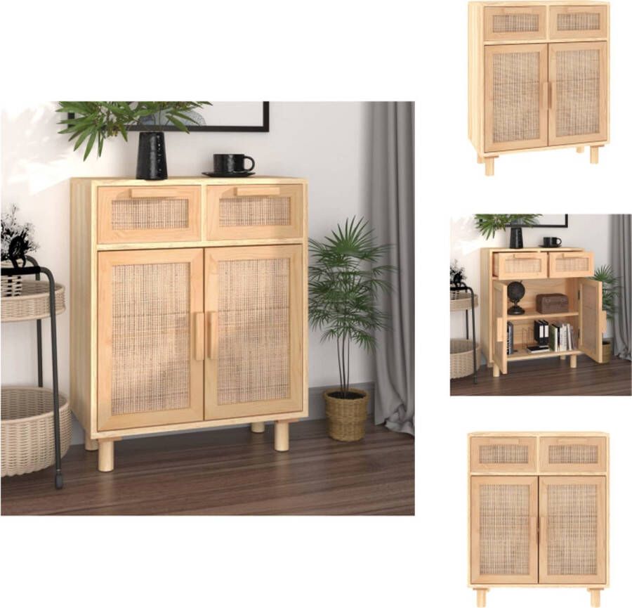 VidaXL Dressoir Dressoirs Kast Wandkast Dressoir 60x30x75 cm massief grenenhout en rattan bruin