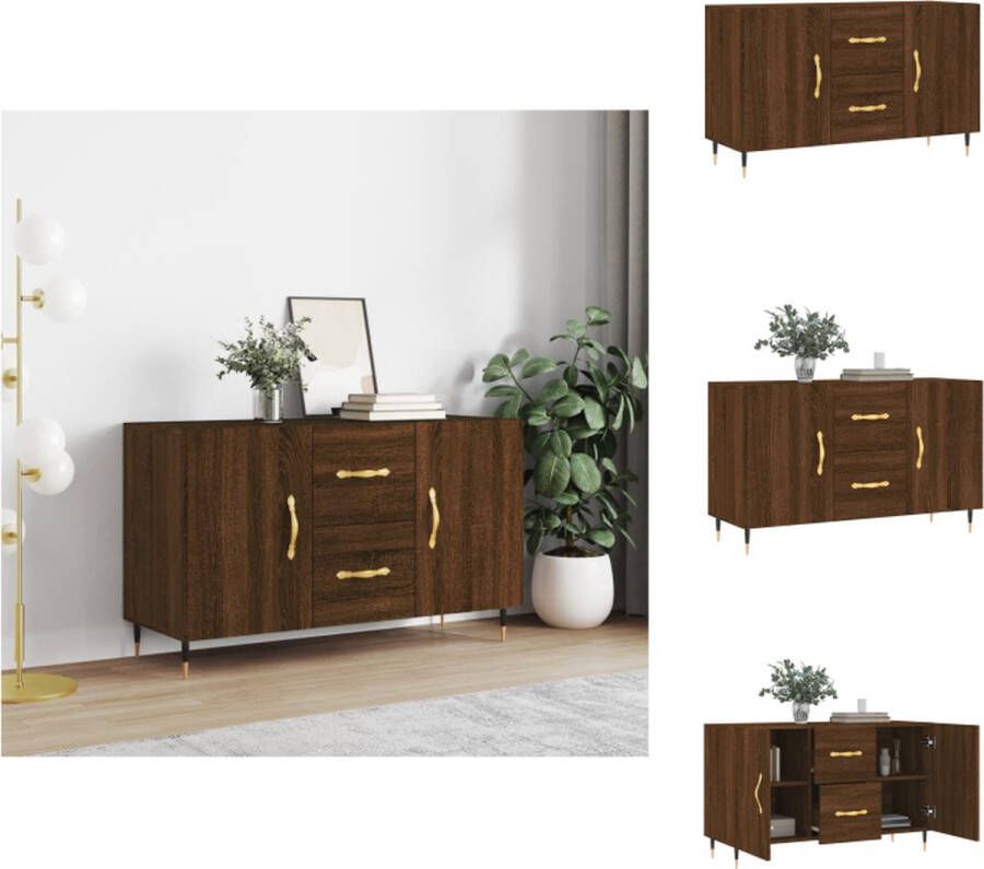 VidaXL Dressoir Bruineiken 100 x 36 x 60 cm Duurzaam Metalen poten Voldoende opbergruimte Stevig blad Praktische deuren Montage vereist Keukenkast - Foto 2