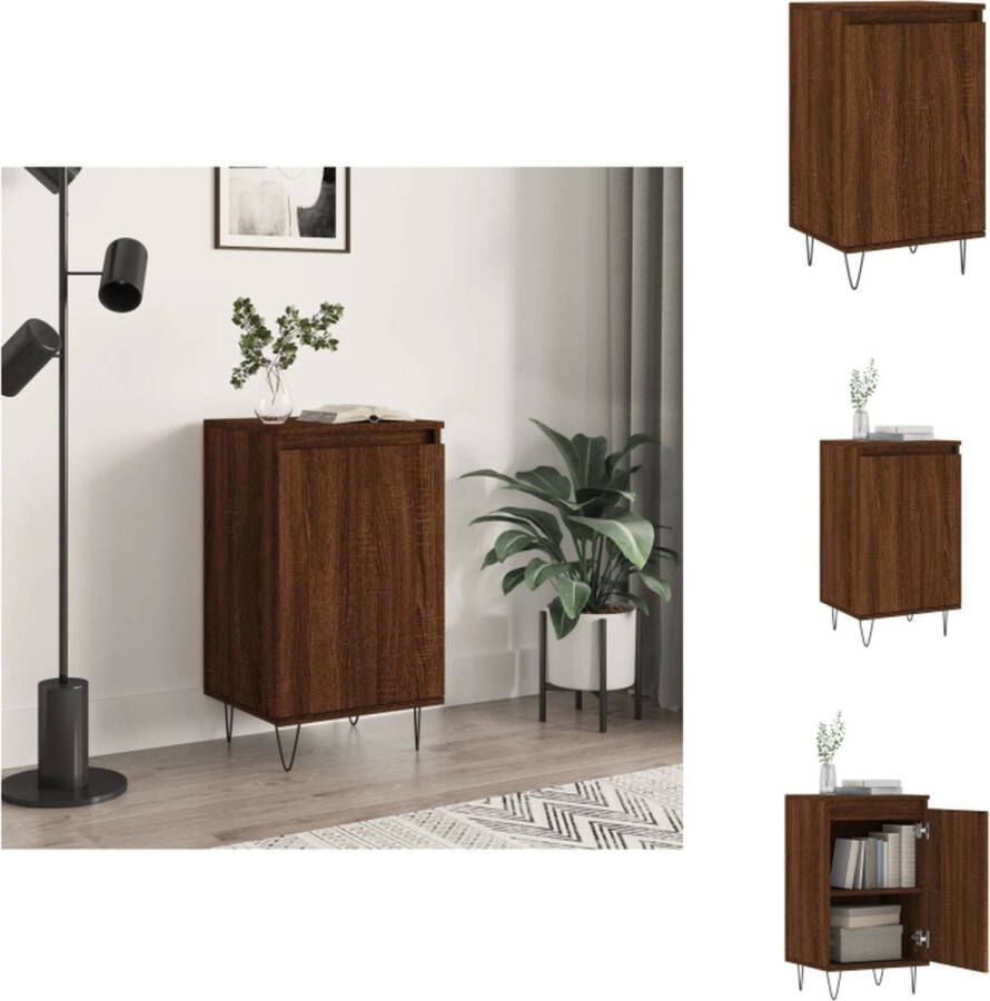 VidaXL Dressoir Bruineiken 40x35x70 cm Duurzaam hout metaal 2 Vakken Display functie Praktische deur Metalen poten Keukenkast