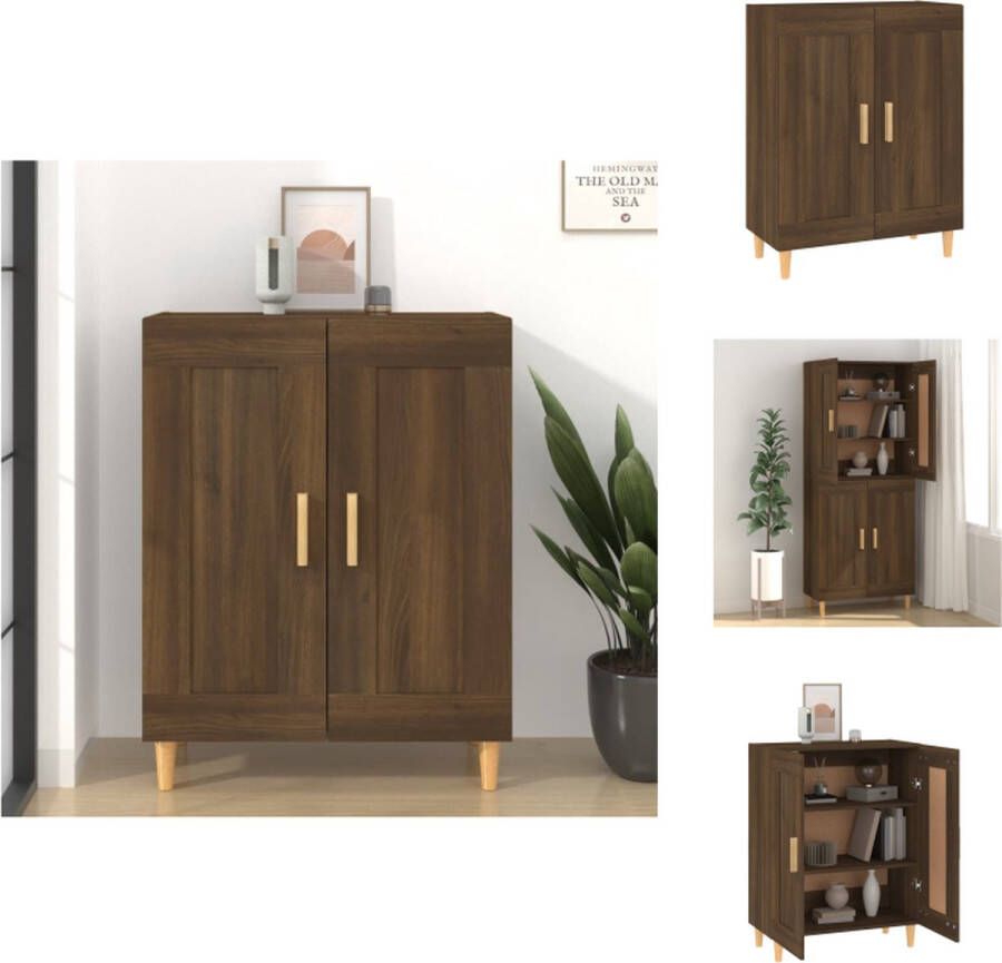 VidaXL Dressoir Elegant Kast met 3 lades Bruineiken 69.5 x 34 x 90 cm Montage vereist Keukenkast - Foto 3