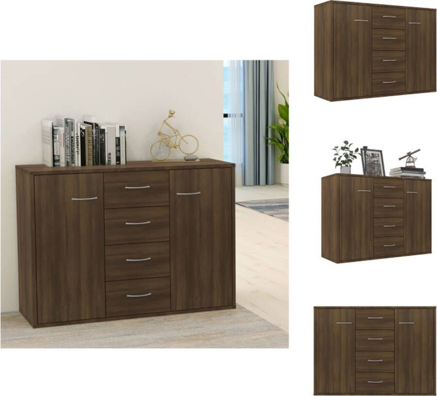 VidaXL Dressoir Dressoirs Kast Wandkast Dressoir 88x30x65 cm bewerkt hout bruineikenkleurig - Foto 2